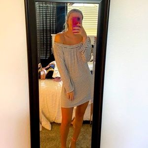 Striped flare sleeve dress